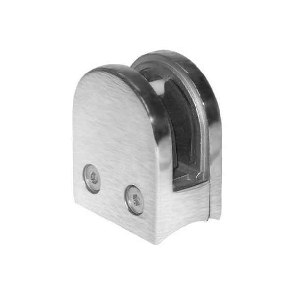 Lavi Industries Glass Clip, for 1/2" Glass, Radius, for 2" Tubing, Satin Stainless Steel 44-813R/2 - main